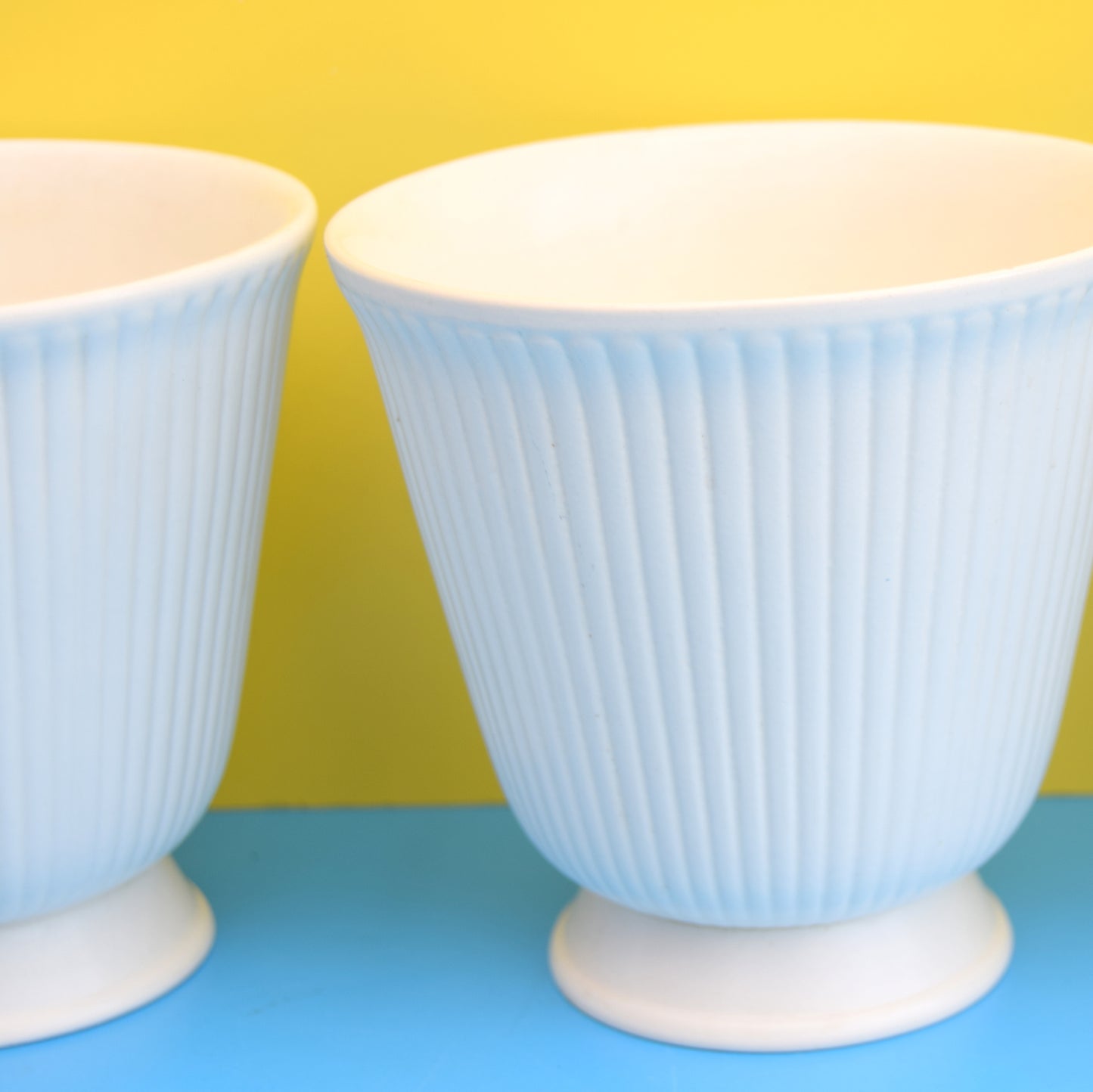 Vintage 1950s Ceramic Plant Pots - Wedgewood -  White / Cream