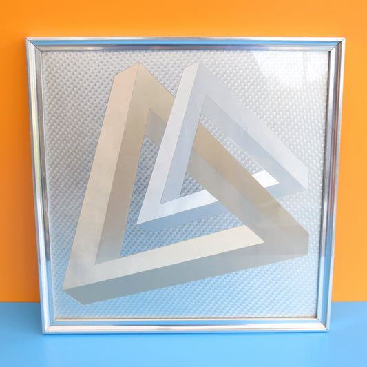 Vintage 1970s Optical Illusion Holographic Picture - Silver