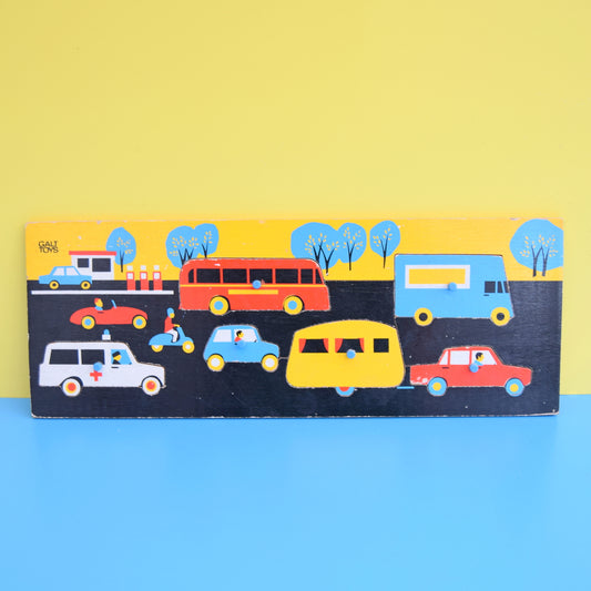 Vintage 1960s Wooden Jigsaw Puzzle - Galt - Traffic Jam