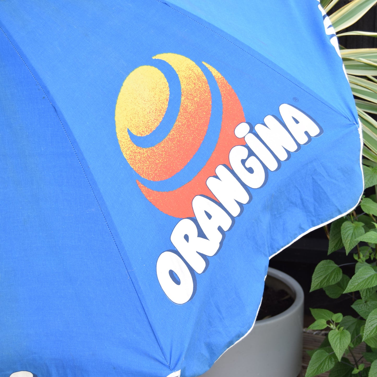 Vintage 1980s - Large Garden Parasol / Umbrella - Orangina