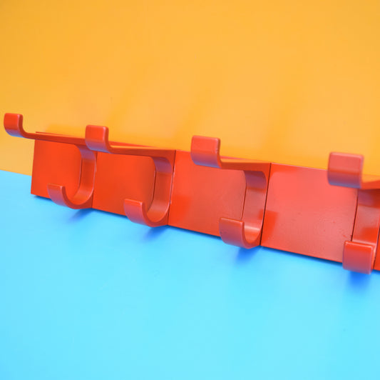 Vintage 1970s Metal Hooks - Red