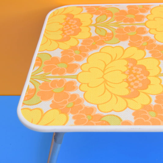 Vintage 1960s Folding Low Table - Flower Power - Orange