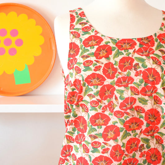 Vintage 1980s Cotton Two Piece - Liberty - Nasturtium Print - Size 14