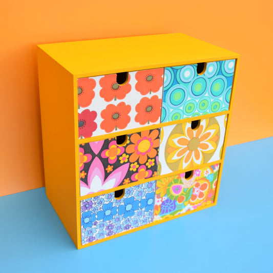 Small Wooden Drawer Unit - Vintage Wallpapers - Patchwork by Pineapple Retro