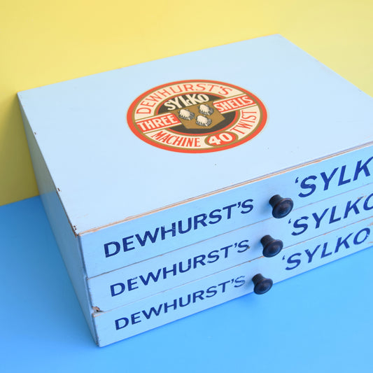 Vintage 1950s Dewhurst's Sylko Drawers - Jewellery / Craft Storage - Blue by Vintage