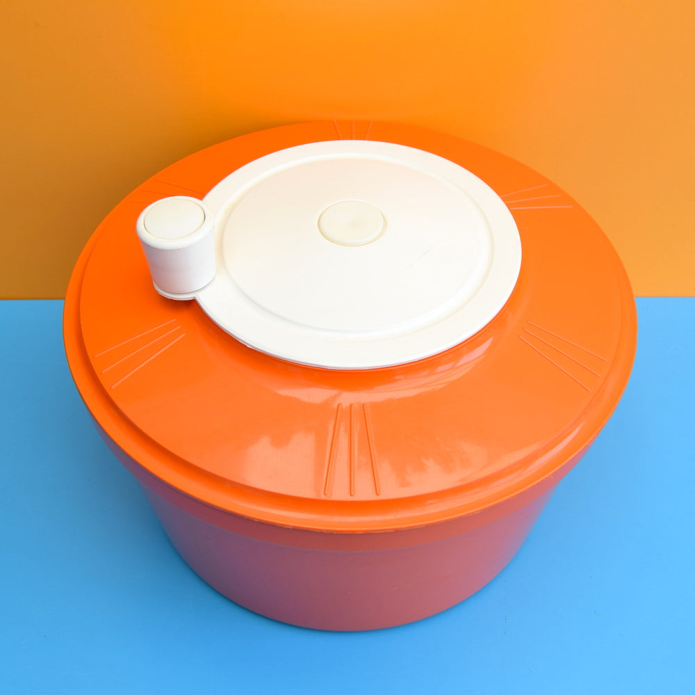 Vintage 1970s Salad Spinner - Orange Plastic