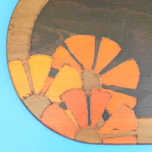 Vintage 1930s Wooden Trays / Platters - Flower Power by Vintage
