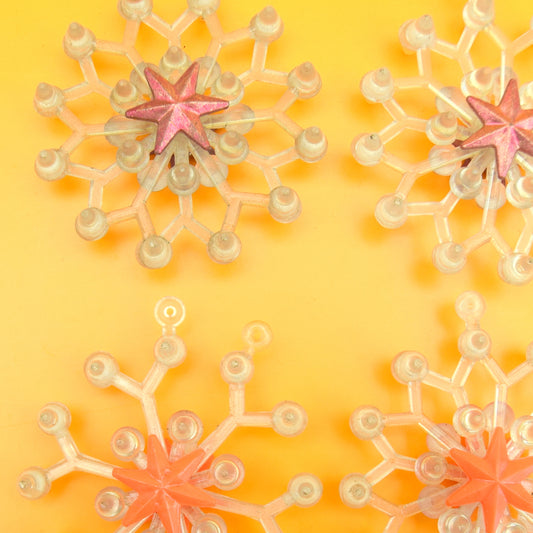 Vintage 1970s Plastic Christmas Star Decorations - Clear