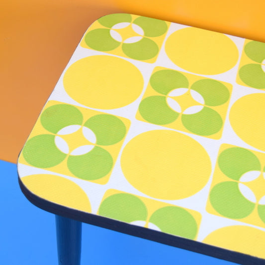 Vintage 1960s Coffee Table - Flower Power - Green & Yellow