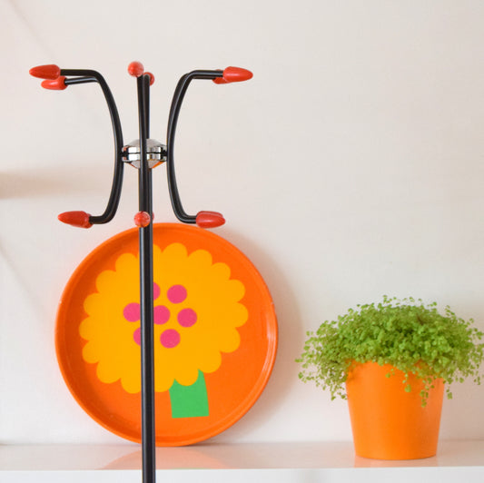 Vintage 1950s Atomic Ball Hat / Coat Stand - Red & Black by Pineapple Retro