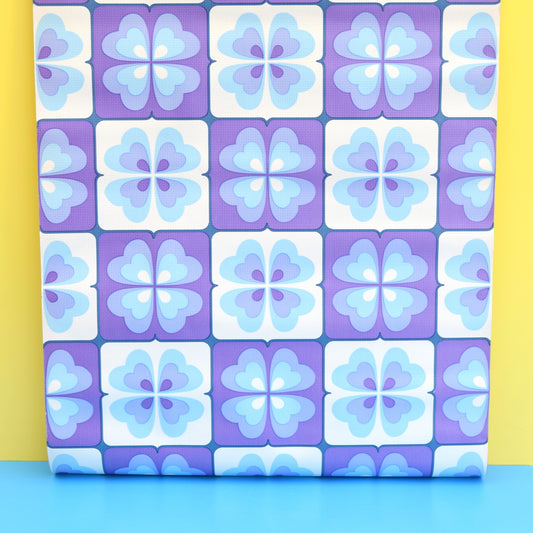 Vintage 1960s Vinyl Wallpaper - Purple Geo Flower