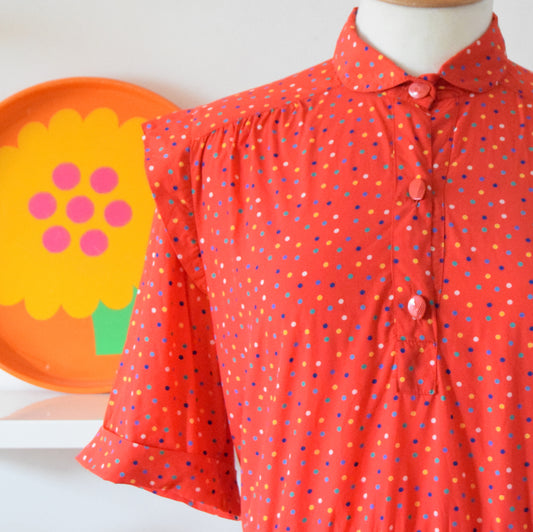 Vintage 1980s Polka Dot Dress - Red Size 16 by Pineapple Retro