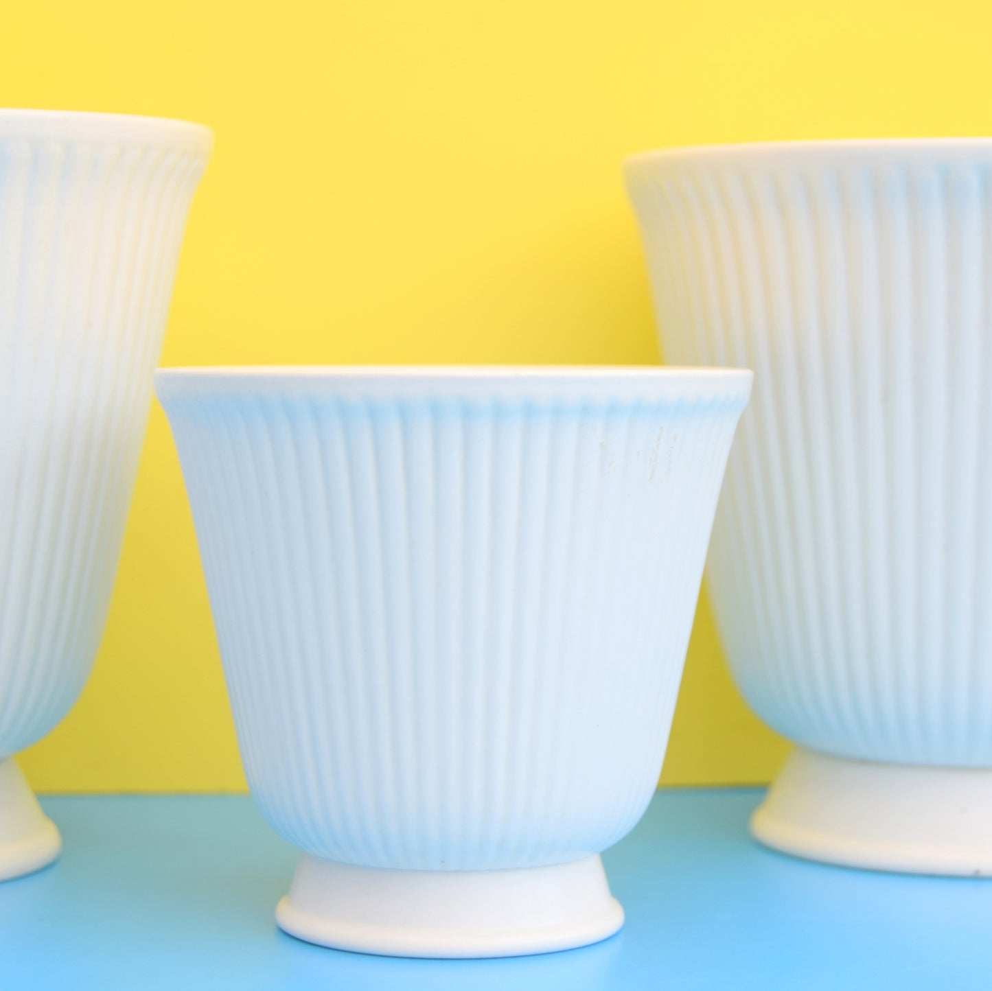 Vintage 1950s Ceramic Plant Pots - Wedgewood -  White / Cream