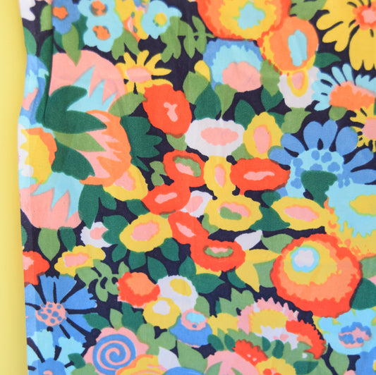 Vintage 1950s Silk Fabric - Flower Power - Pink / Green by Pineapple Retro