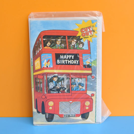 Vintage 1970s Greeting Card - Cut Out - Happy Birthday - Red London Bus