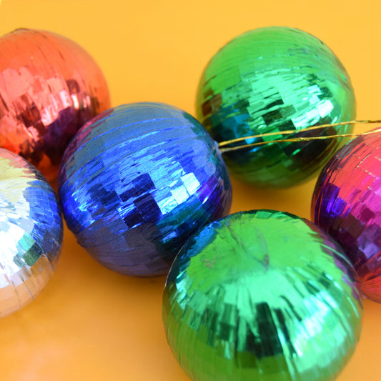 Vintage 1970s Foil Christmas Baubles / Decorations x 6