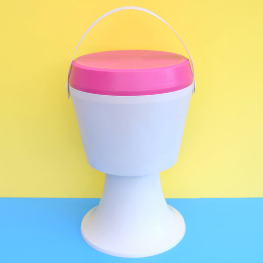 Vintage 1970s Sewing / Hobby Box / Stool - Space Age Plastic - Pink