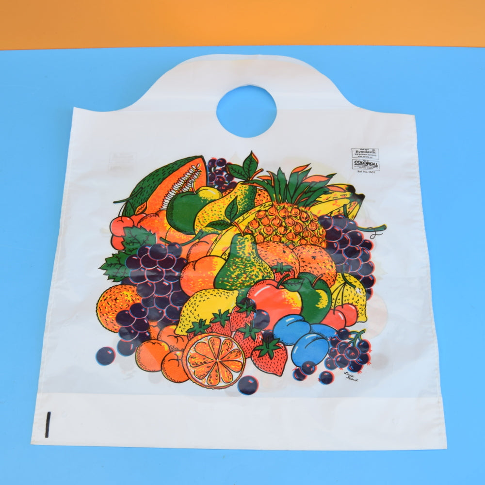 Vintage 1970s Byo Plastic Bag - Coloroll Ltd -  Linda Beard - Fruit