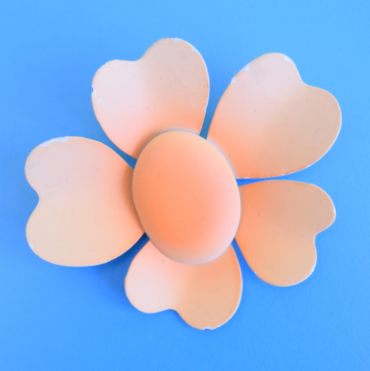 Vintage 1970s Enamel Brooch Pins - Flower Designs - Orange Mixed