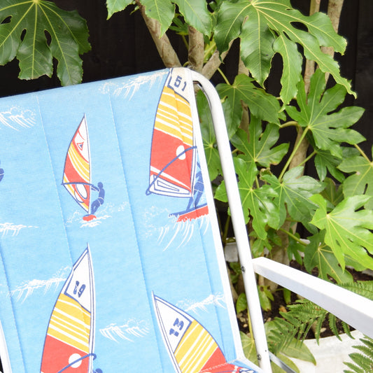 Vintage 1970s Folding Garden Chair - Windsurfer Print