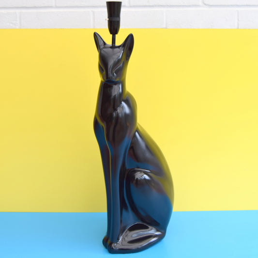 Vintage 1950s Large Cat Lamp - Inspired By The Chassagne Heals Cat - Black