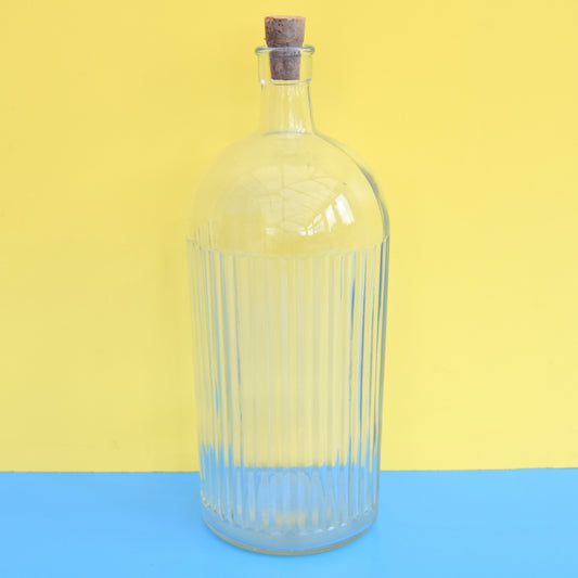 Vintage 1920s Ribbed Glass Poison Bottle - Huge - Clear