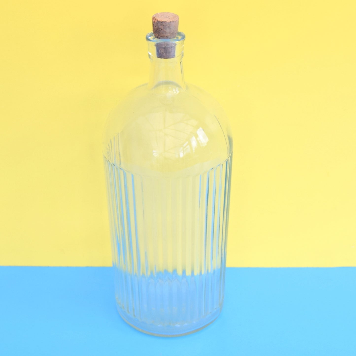 Vintage 1920s Ribbed Glass Poison Bottle - Huge - Clear