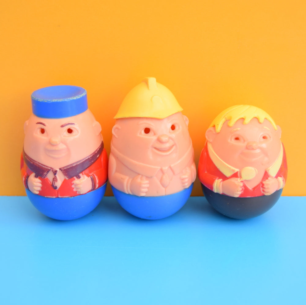 Vintage 1970s kitsch Plastic Weeble Toys x3