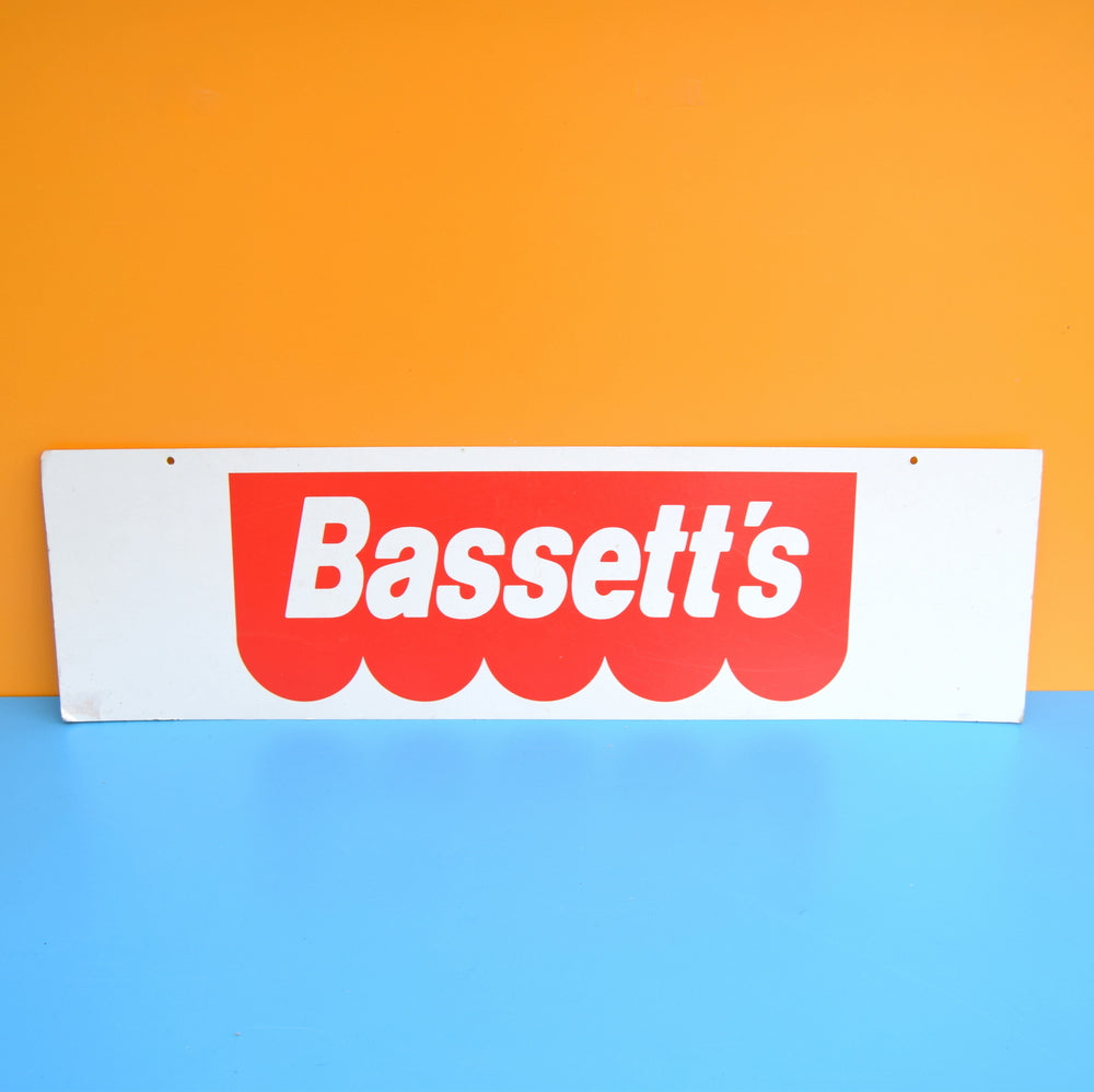 Vintage 1970s Large Cardboard Sign - Bassett's - Sweets