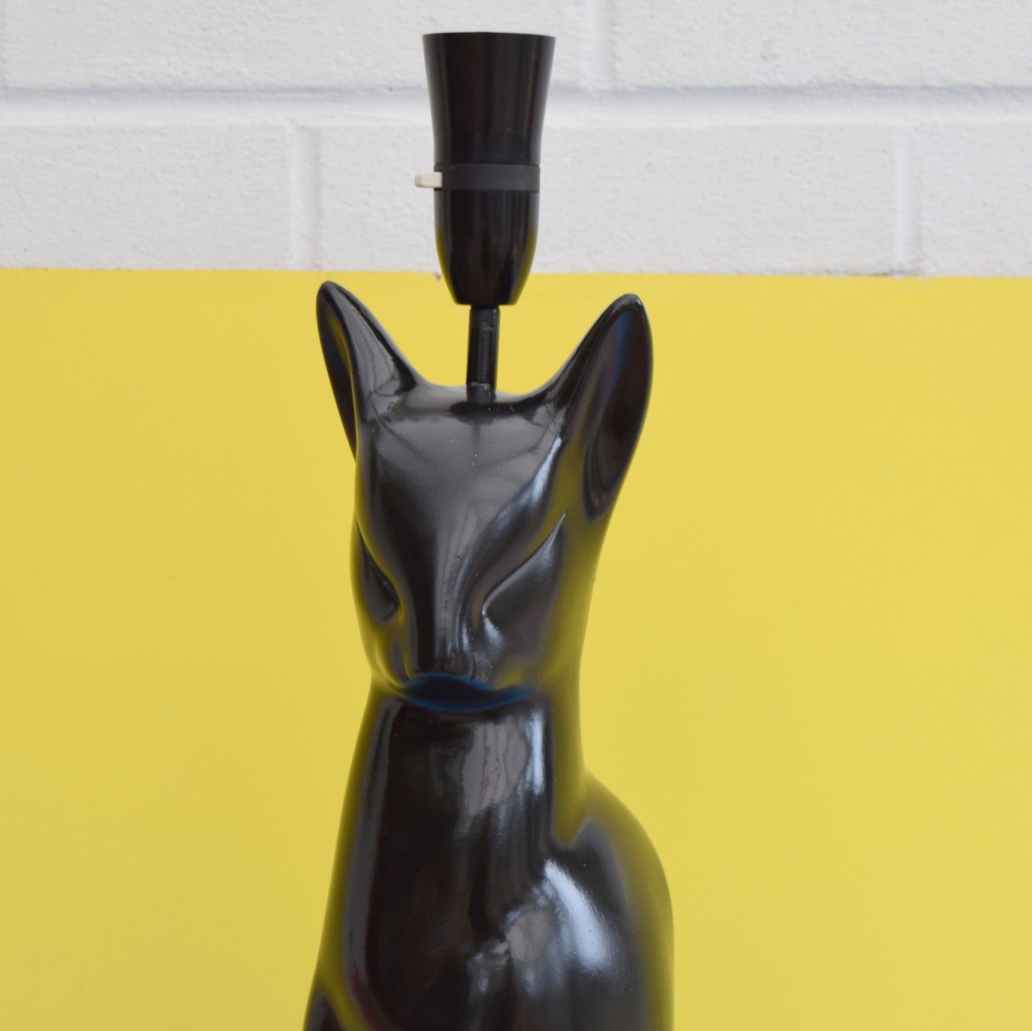 Vintage 1950s Large Cat Lamp - Inspired By The Chassagne Heals Cat - Black