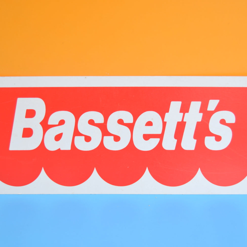 Vintage 1970s Large Cardboard Sign - Bassett's - Sweets