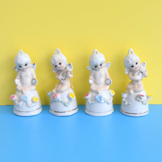 Vintage 1950s Ceramic Cherub Bells - Boxed by Vintage