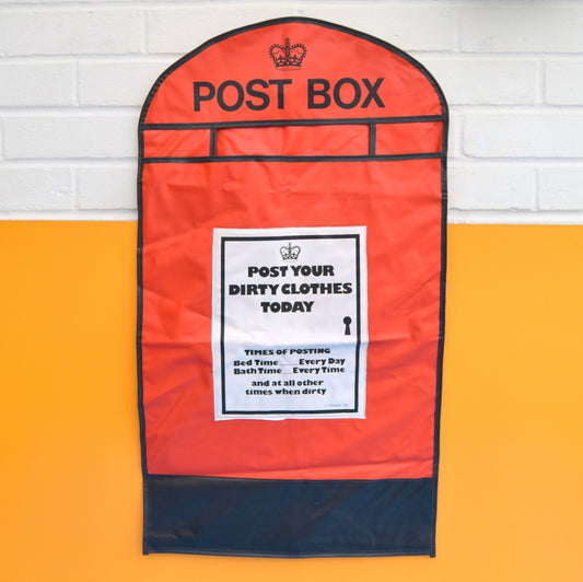 Vintage 1980s Vinyl Hanging Laundry Bag - Red Postbox