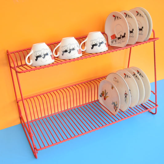 Vintage 1970s Dish Drainer Rack - Red