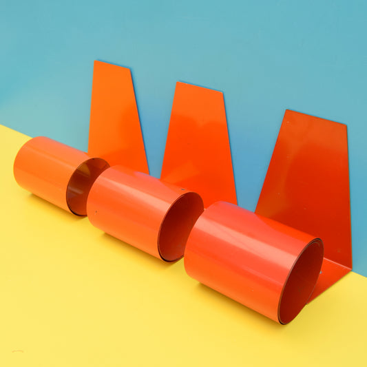 Vintage 1970s Metal Book Curl - Book End / Holder - Red Or Orange