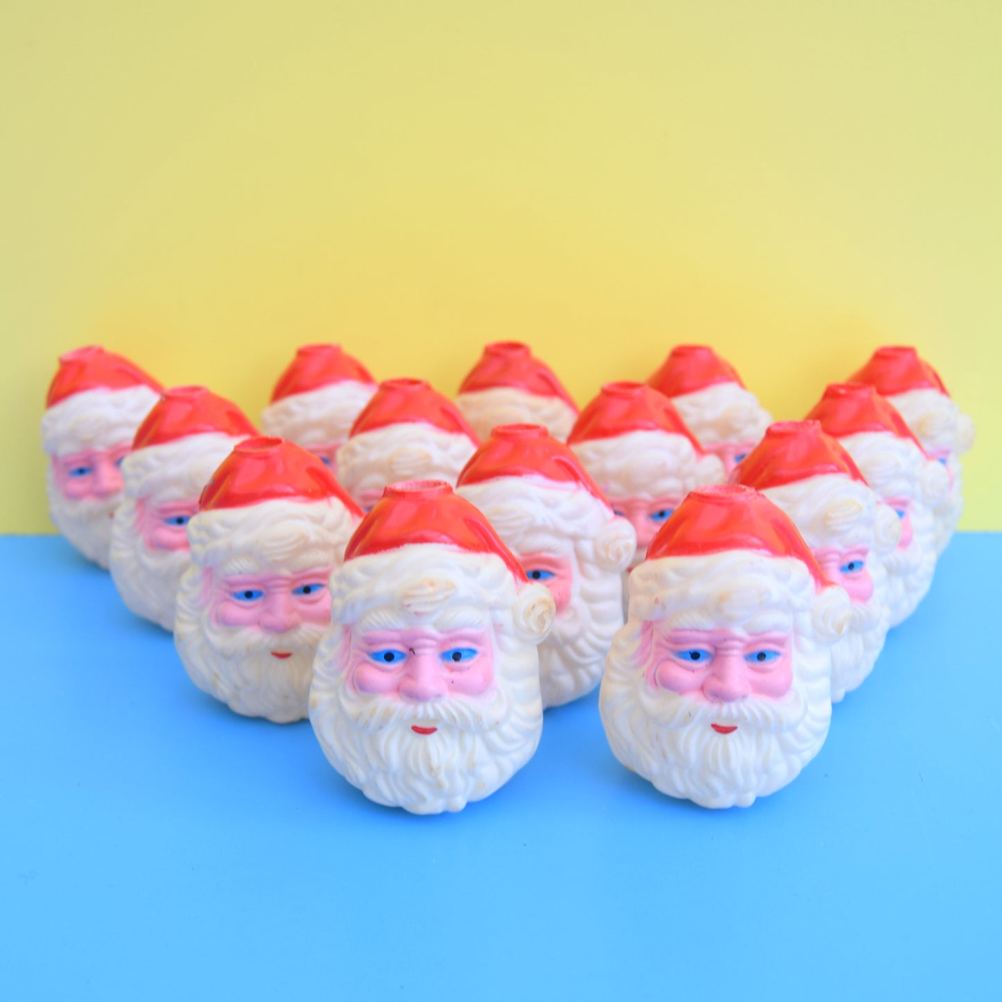 Vintage 1970s Christmas String Light Covers - Santa Heads