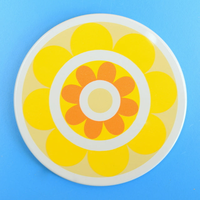 Vintage 1970s Coasters - Ian Logan Lollipop - Flower Power - Yellow