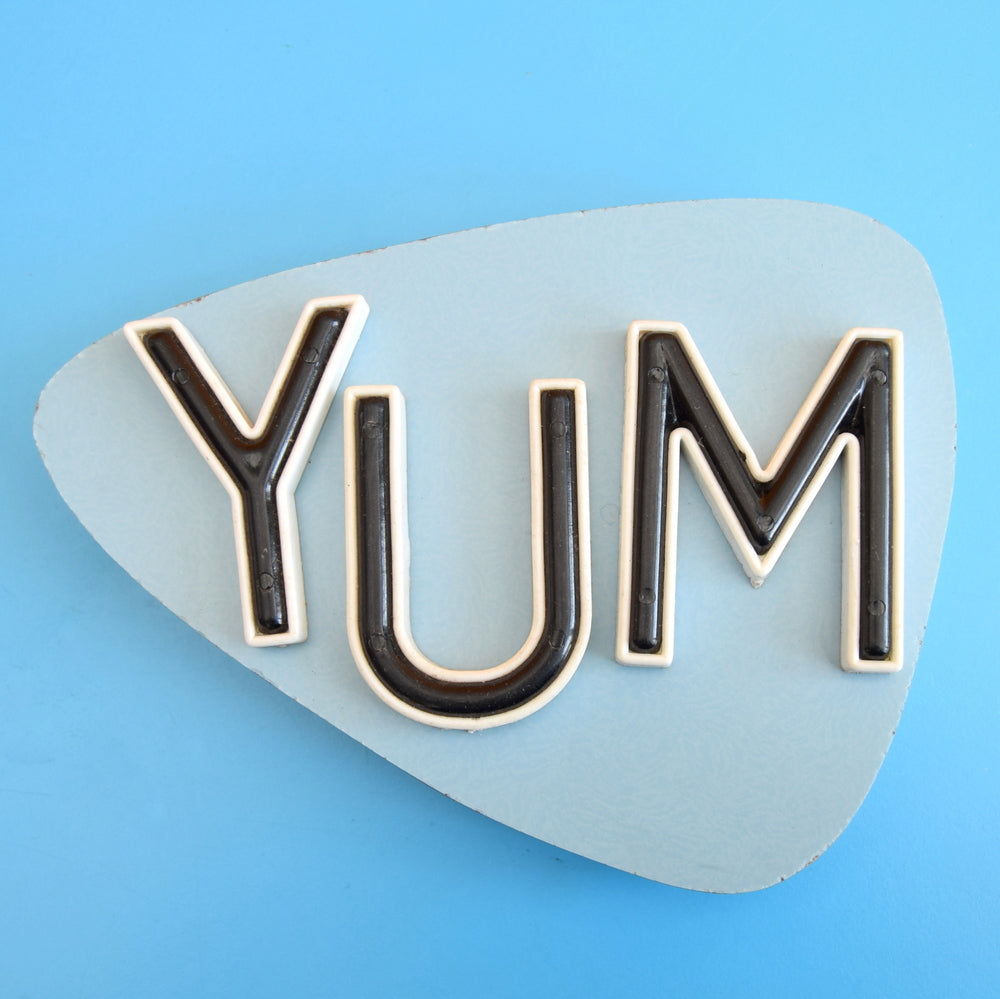 Vintage 1960s Formica / Plywood Wall Plaque / Sign- Yum