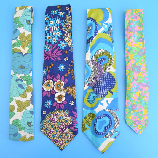 Vintage 1960s Fabric Ties - FLower Power - Choice Of Designs by Vintage