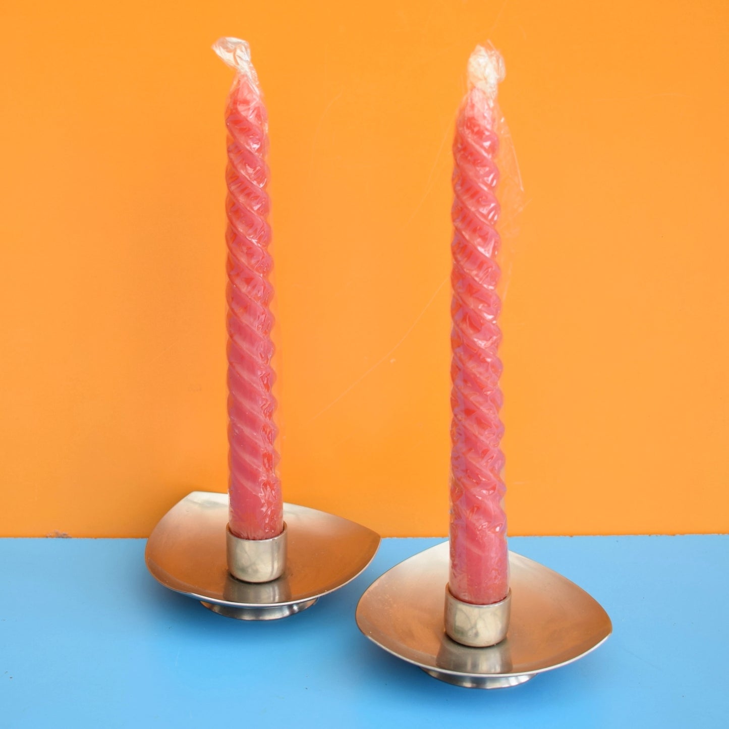 Vintage 1970s Stainless Steel Danish Candle Holders . by Pineapple Retro