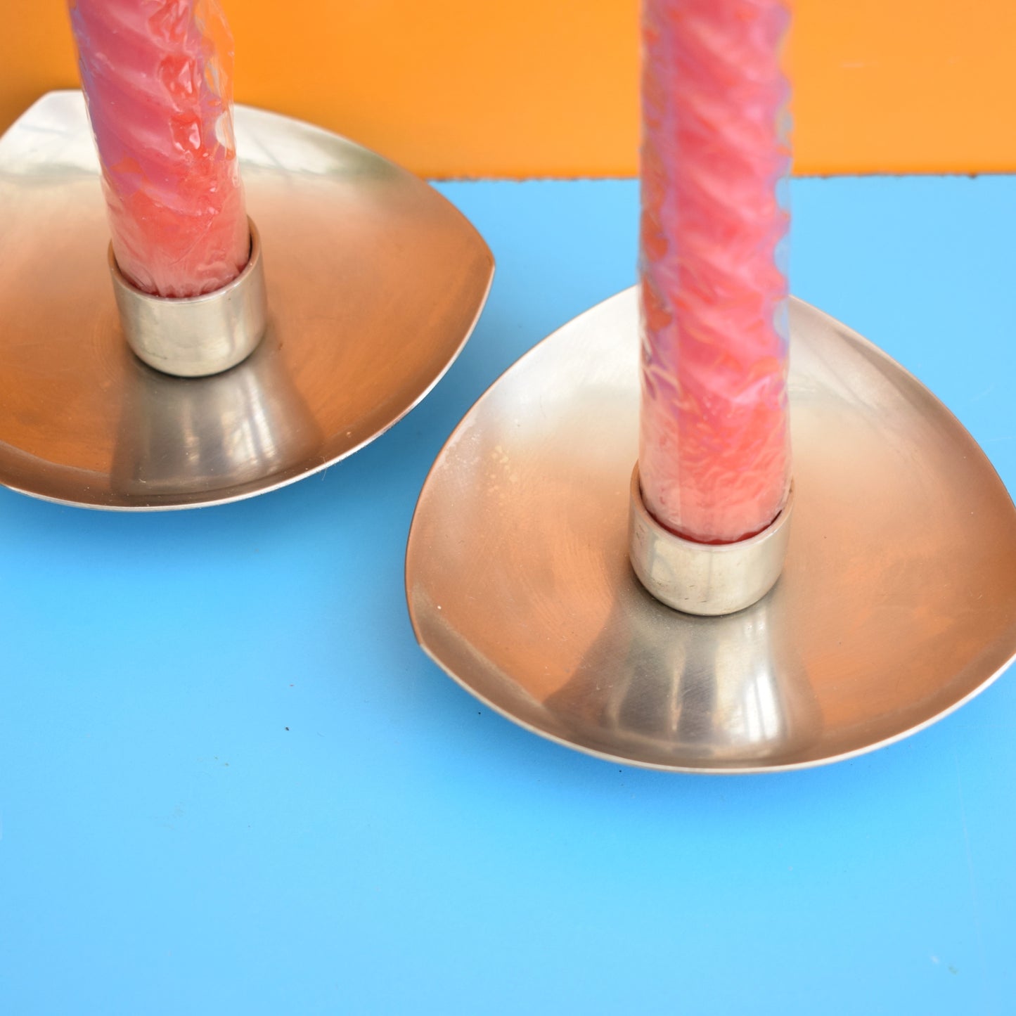 Vintage 1970s Stainless Steel Danish Candle Holders . by Pineapple Retro
