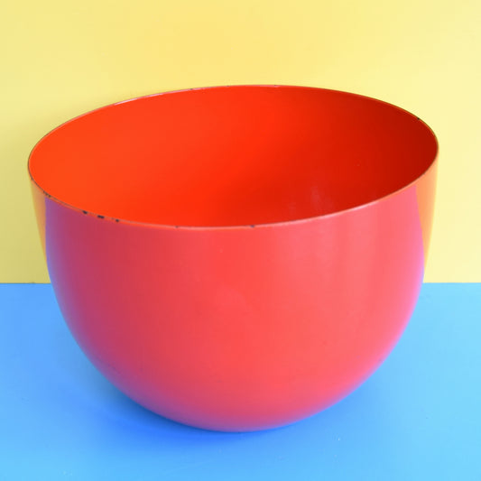 Vintage 1960s Enamel Large Bowl - Finel Arabia - Tomato Red / Orange