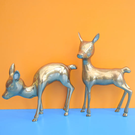 Vintage 1960s Kitsch Brass Bambi Deer Pair