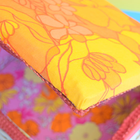 Vintage 1960s Sewing / Hobby Box - Flower Power - Pink & Orange by Vintage