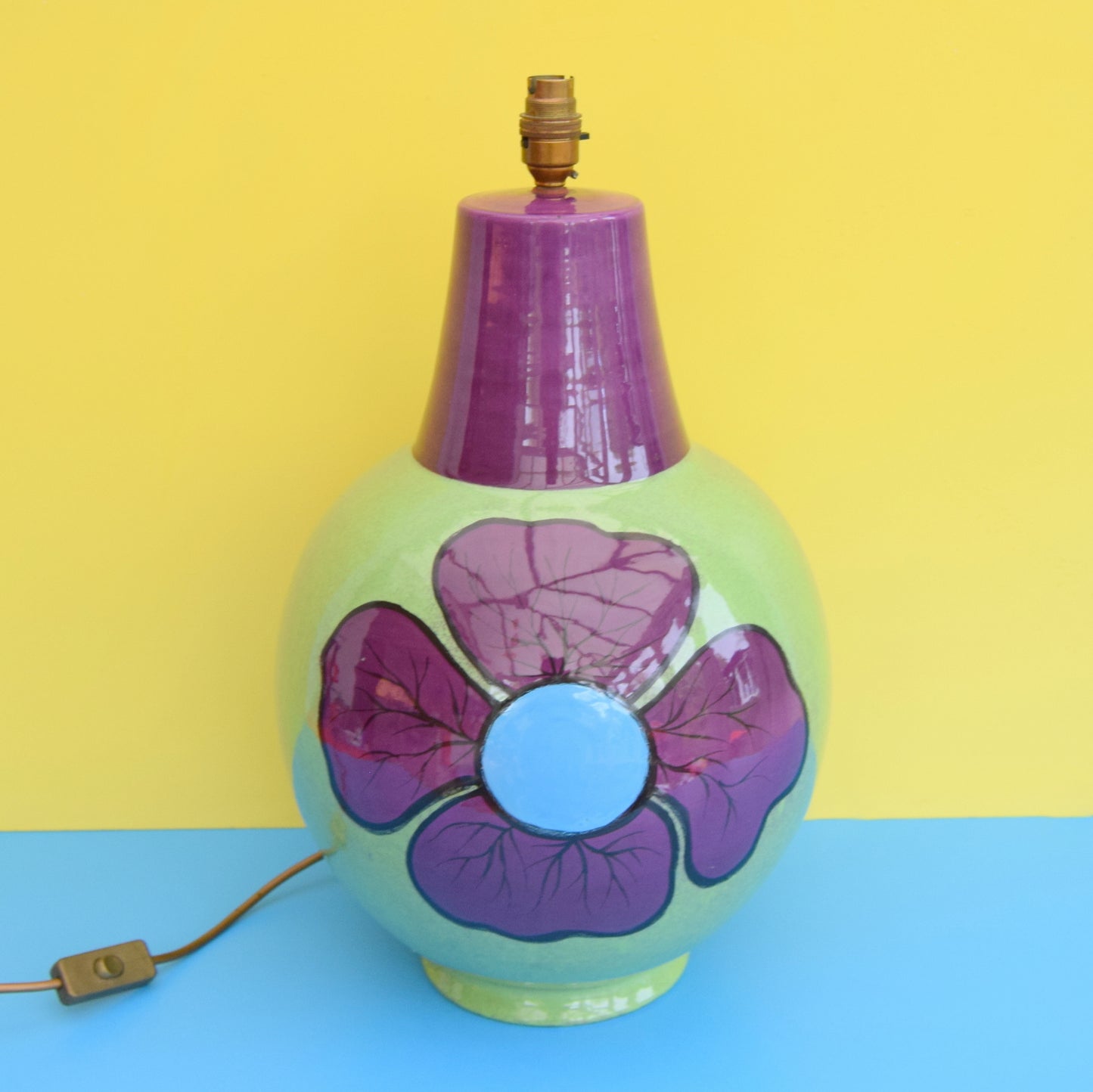 Vintage 1960s Huge Lamp Base - Italian Ceramic - Bagni - Flower Power