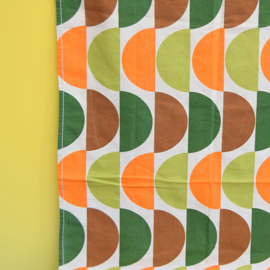 Vintage 1960s Fabric / Curtains - Geometric - Orange & Green