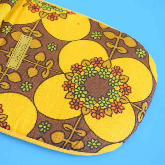 Vintage 1960s Flower Power Oven Glove - Orange, Brown & Yellow