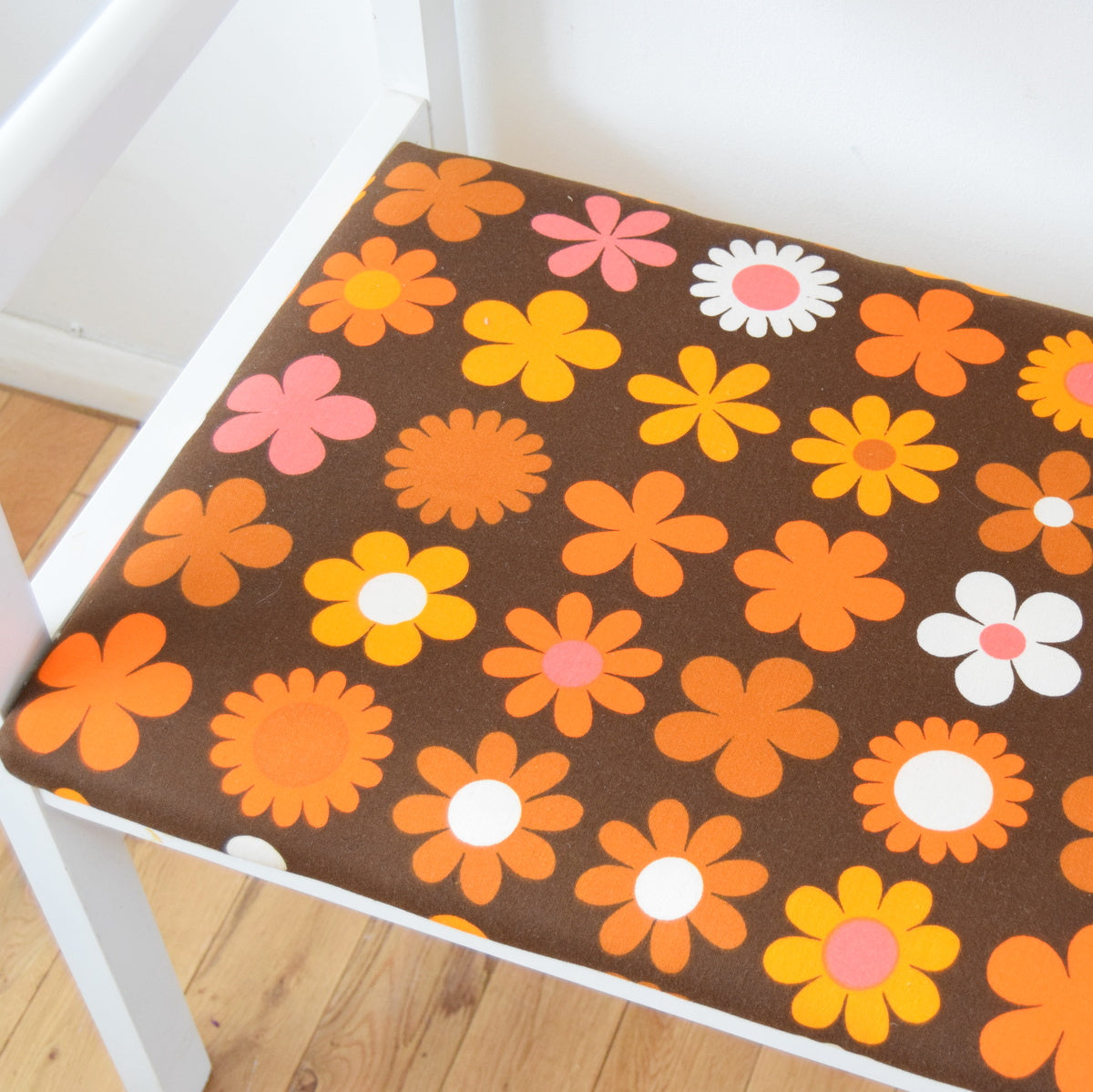 Vintage 1960s Bench / Chair Set - Genia Sapper Fabric - Flower Power