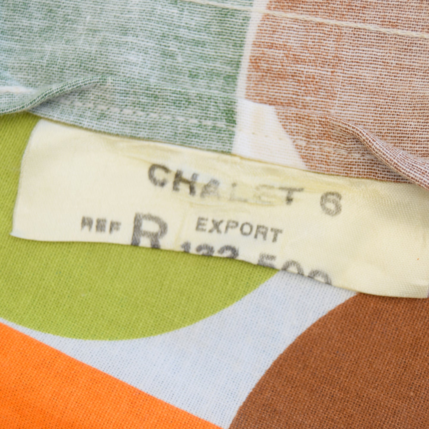 Vintage 1960s Fabric / Curtains - Geometric - Orange & Green