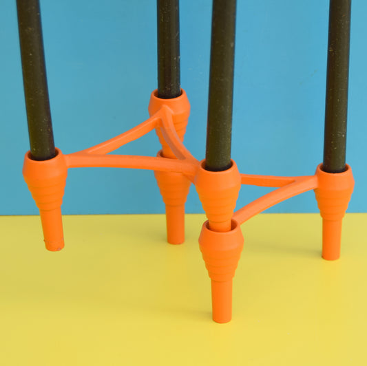 Vintage 1960s Metal Stacking Candle Holders / Candles - Orange